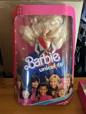Barbie Blonde Doll in Pink, Blue, White Outfit - UNICEF Edition
